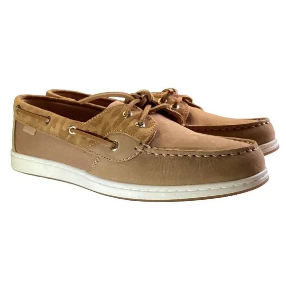 Sperry Coastfish 2Eye Cheetah Leather Women M Lace Up Boat Shoes Brown  NEW